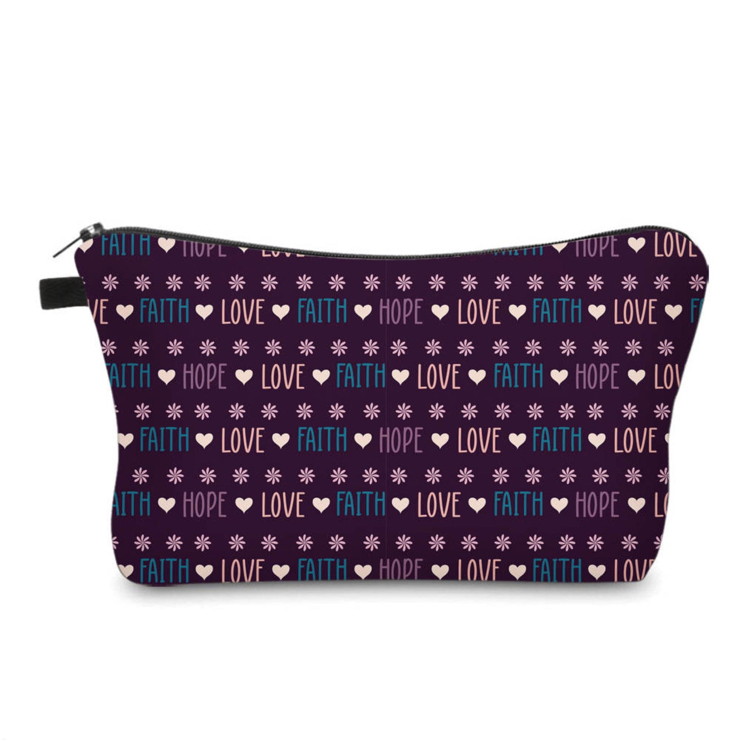 Faith Hope Love Purple - Water-Resistant Multi-Use Pouch