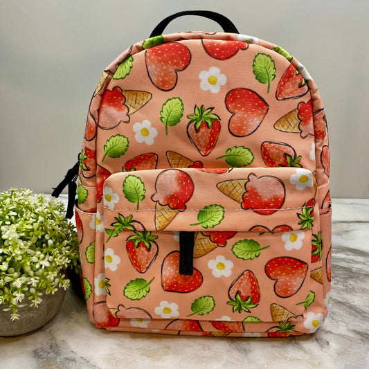 Strawberry Ice Cream - Water-Resistant Mini Backpack