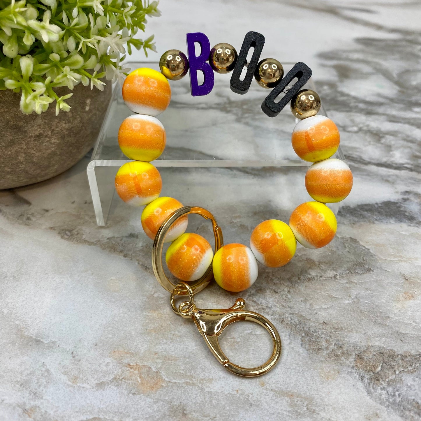 Wood Bracelet - Halloween - Boo Candy Corn