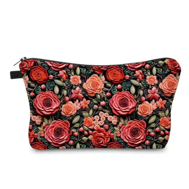 Embroidery Rose Floral - Water-Resistant Multi-Use Pouch