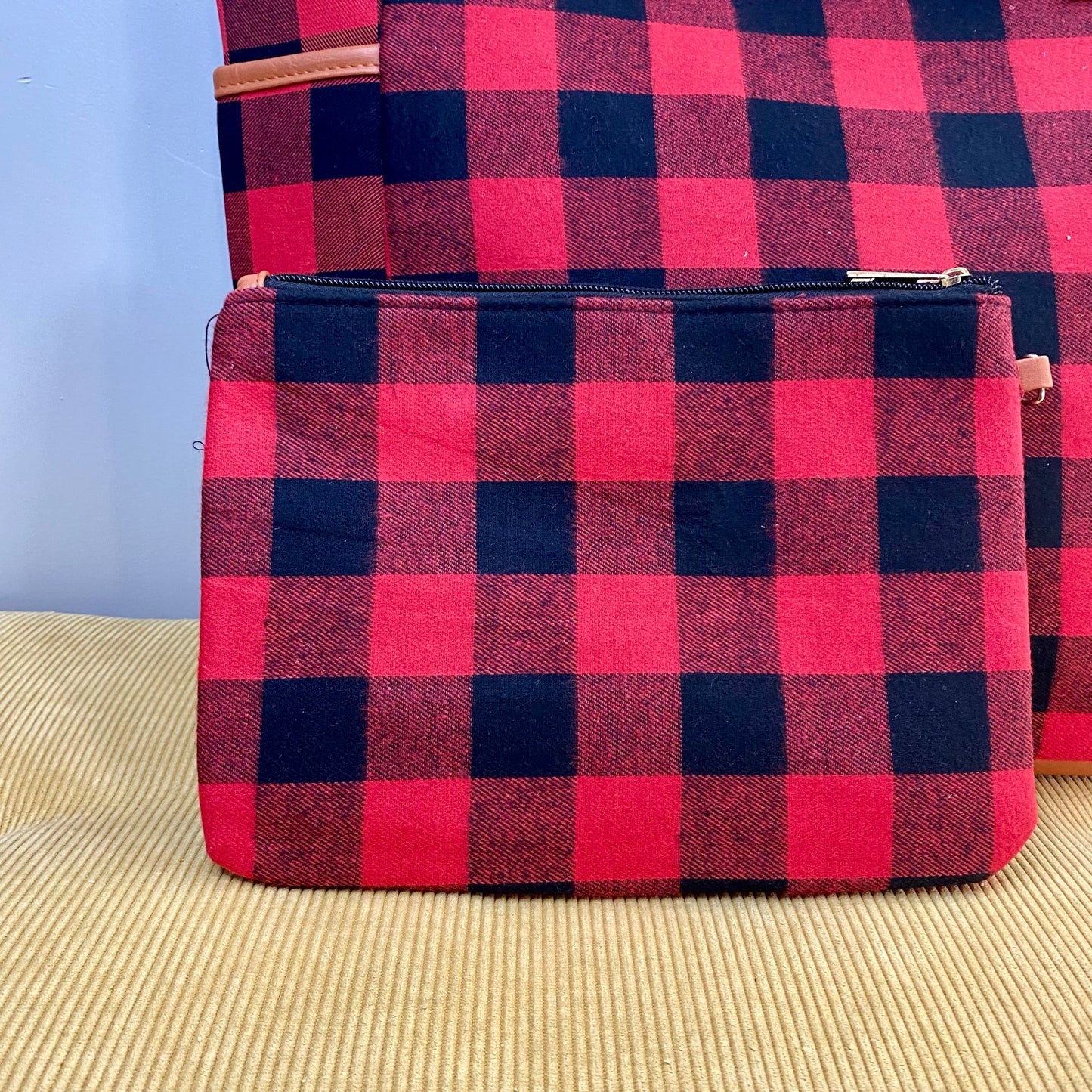 Weekender Bag & Pouch - Red Black Plaid