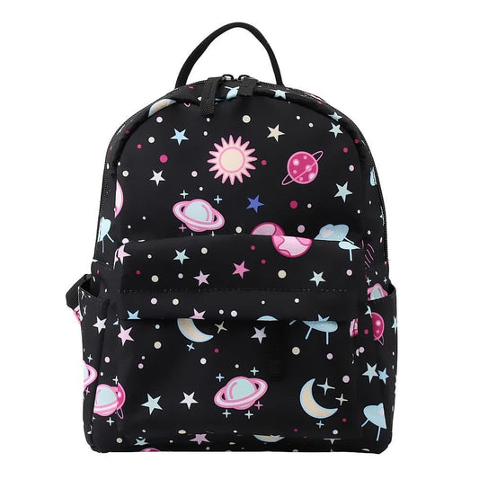 Planets & Stars on Black - Water-Resistant Mini Backpack