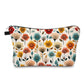 Floral Blooms Red Orange Blue - Water-Resistant Multi-Use Pouch