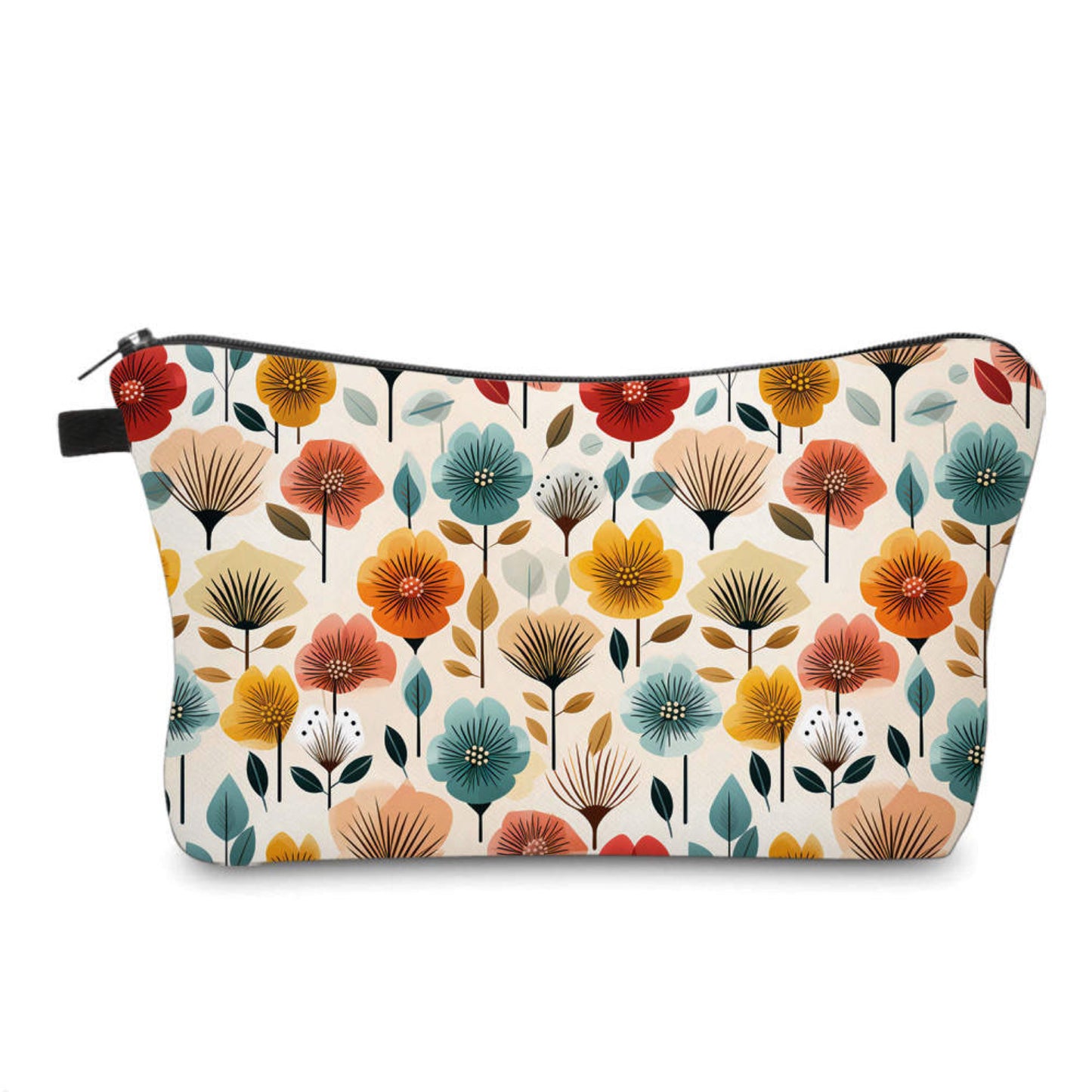 Floral Blooms Red Orange Blue - Water-Resistant Multi-Use Pouch