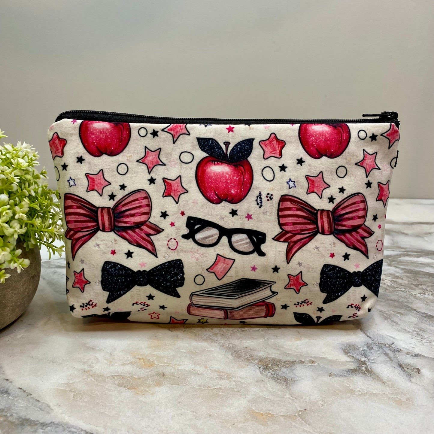 Pink Apple Teacher - Water-Resistant Multi-Use Pouch