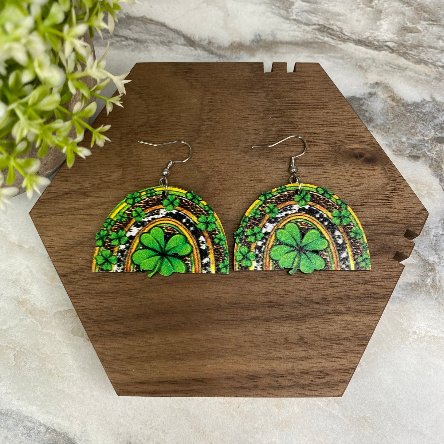 Wooden Dangle Earrings - St. Patrick’s Day - #6