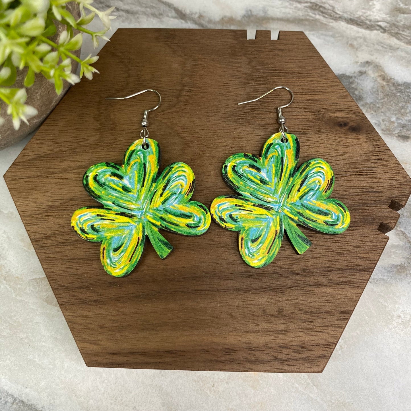 Wooden Dangle Earrings - St. Patrick’s Day - #15