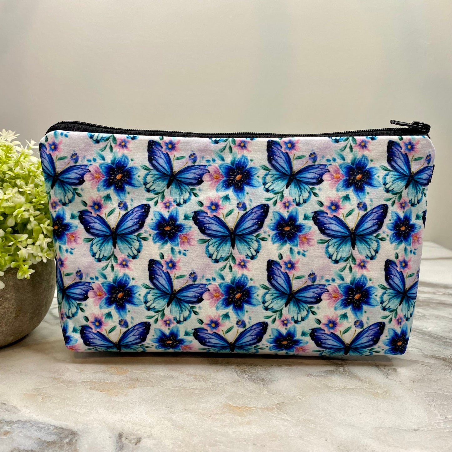 Blue Teal Butterfly - Water-Resistant Multi-Use Pouch