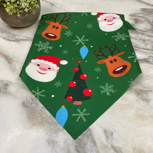 Dog Bandana - Christmas - Tree Santa Reindeer Head