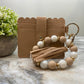 Silicone Bracelet Keychain with Scalloped Card Holder - Beige