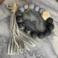 Silicone Bracelet Keychain - Paw - Black & Gray