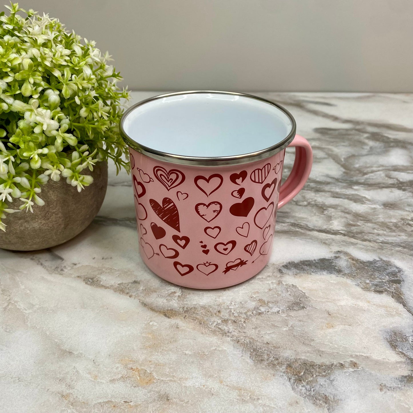 Mug - Valentine’s Day - Pink with Red Hearts