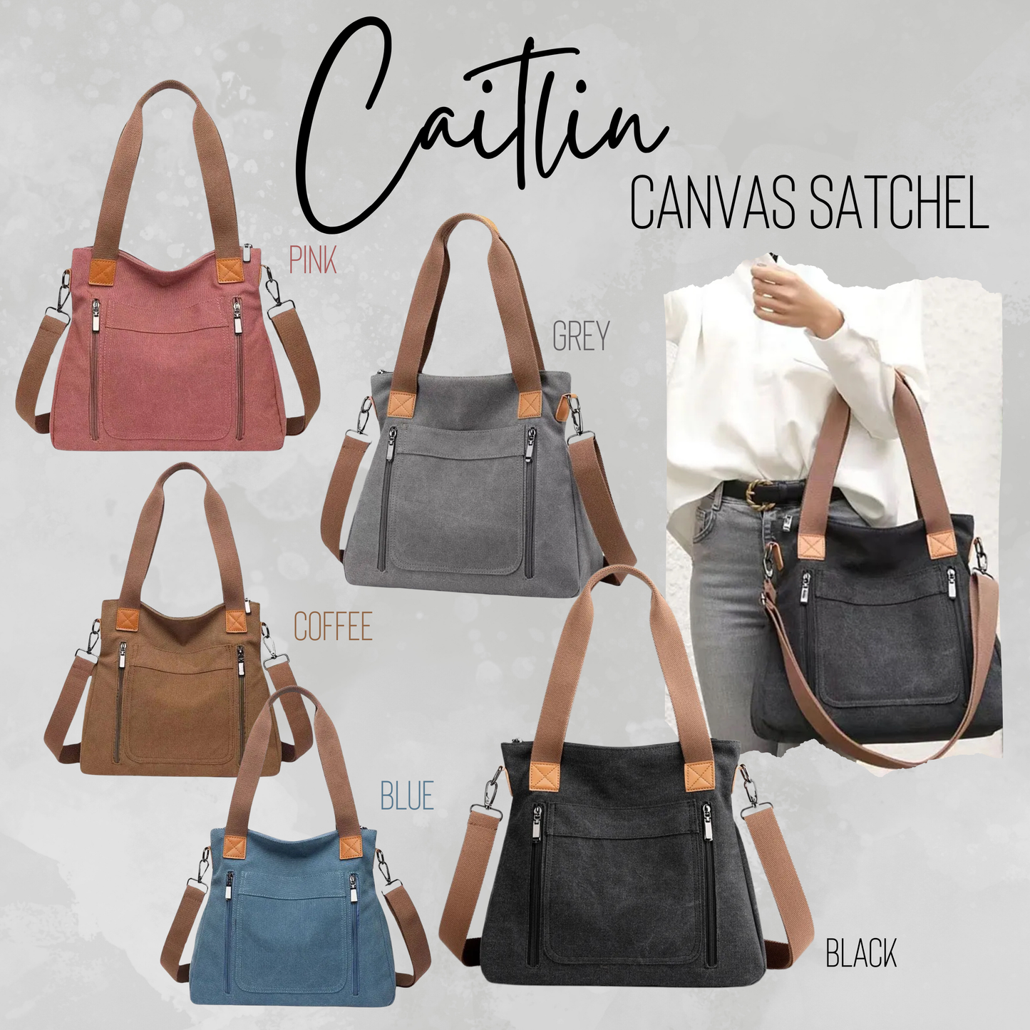 Caitlin - Canvas Satchel - PREORDER 9/10-9/13