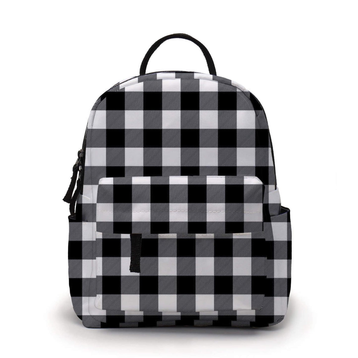 White & Black Buffalo Plaid- Water-Resistant Mini Backpack & Pouch Set