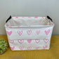 Pop Up Canvas Basket - Valentine’s Day - Pink Hearts on Ivory