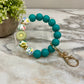 Silicone Bracelet Keychain - Teal Floral Sunflower