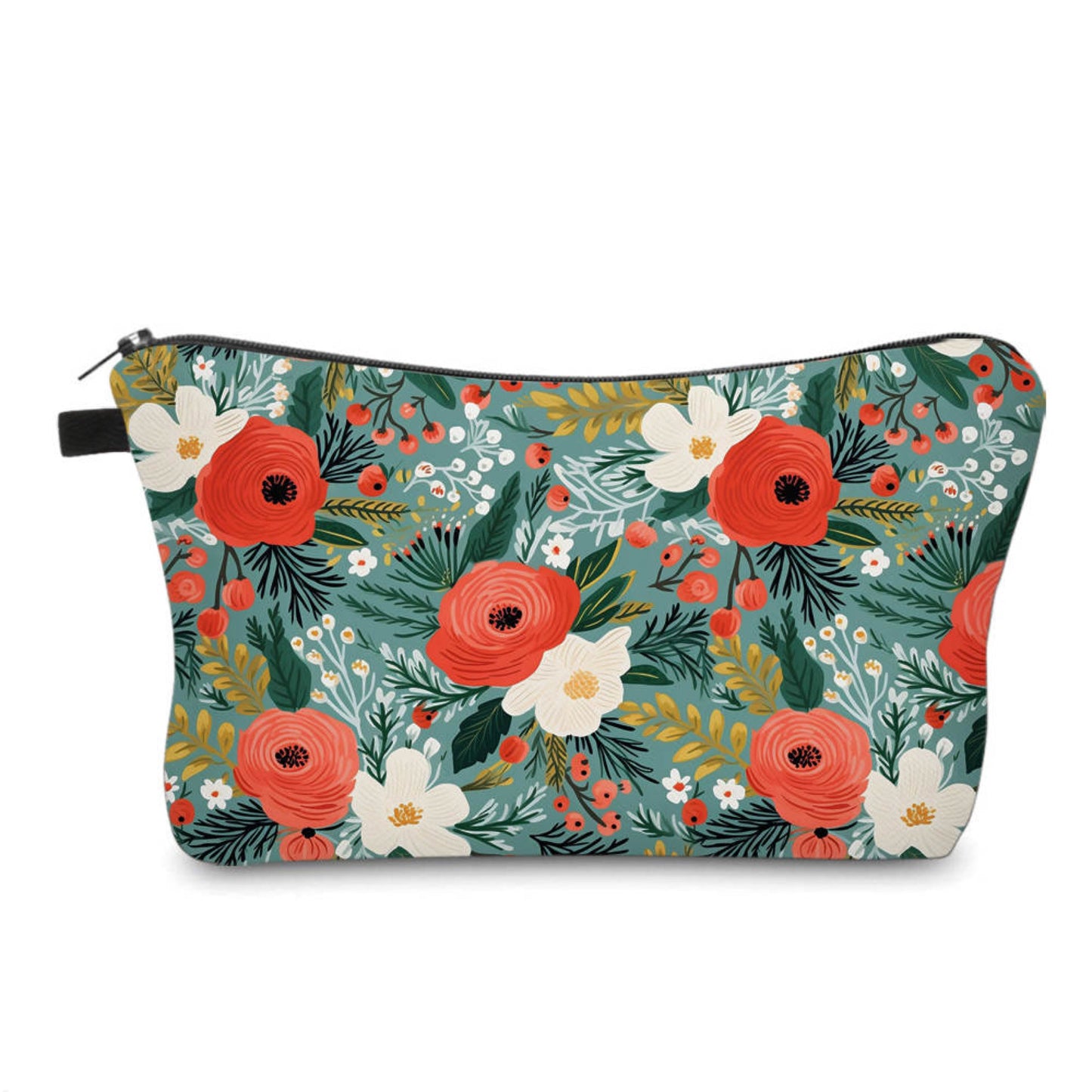 Floral on Teal - Water-Resistant Multi-Use Pouch