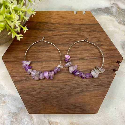 Silver Hoop Earrings - Stone #9