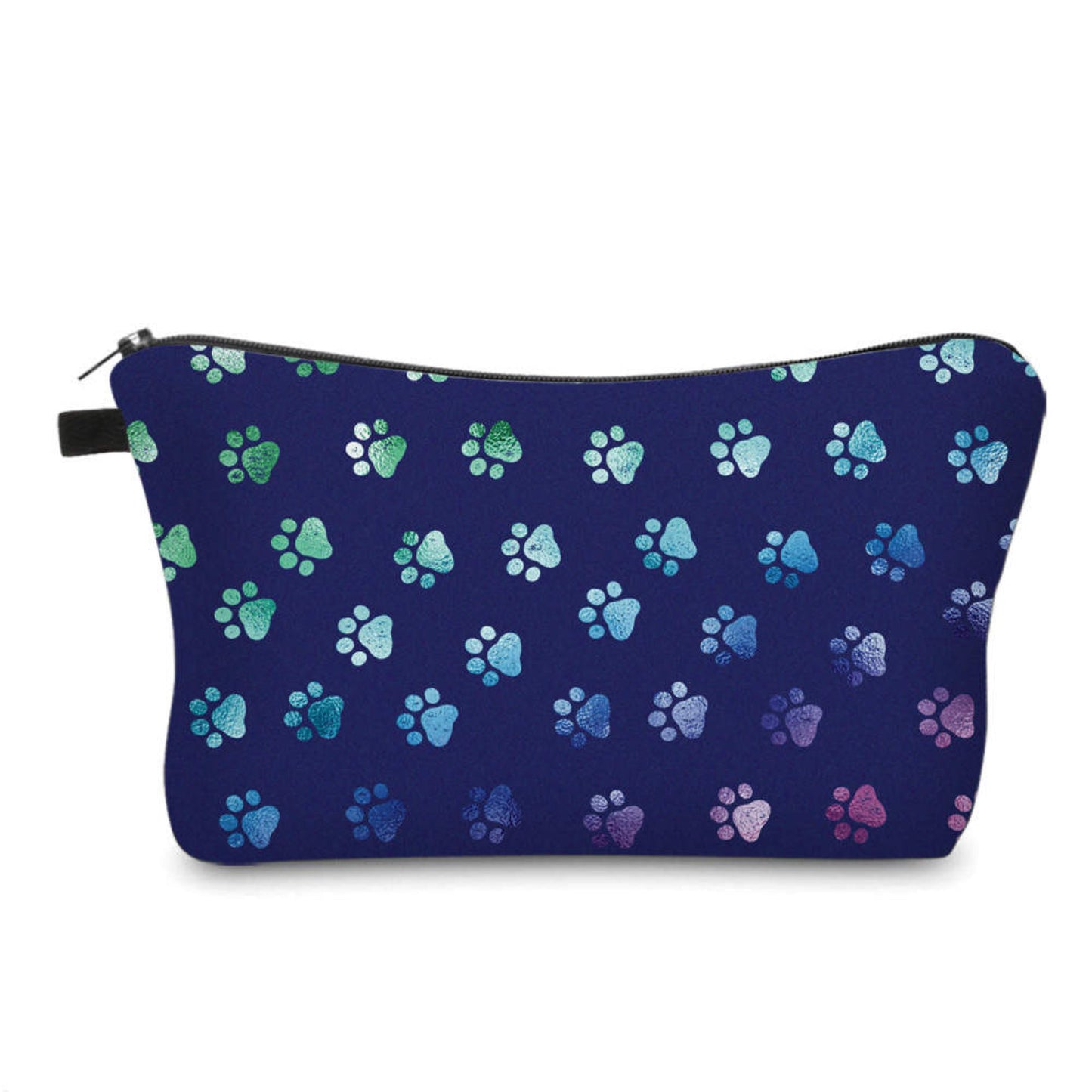 Dog Paw Prints Navy Rainbow - Water-Resistant Multi-Use Pouch