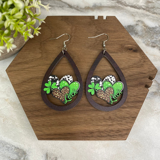 Wooden Dangle Earrings - St. Patrick’s Day - #1