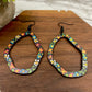 Wooden Teardrop Cutout Earrings - Black Floral