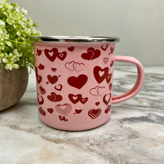 Mug - Valentine’s Day - Pink with Red Hearts #2