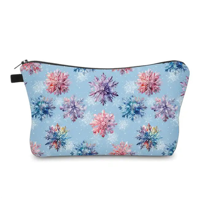 Snowflake on Blue - Water-Resistant Multi-Use Pouch