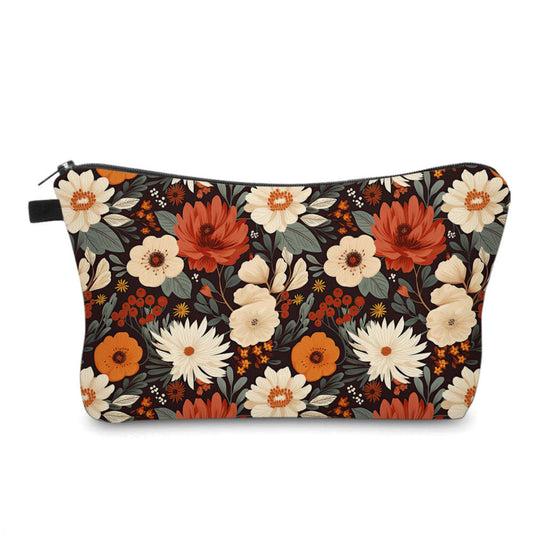 Cream And Orange Floral - Water-Resistant Multi-Use Pouch
