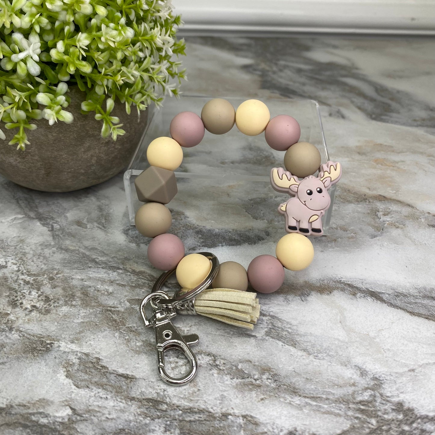 Silicone Bracelet Keychain - Moose - Neapolitan