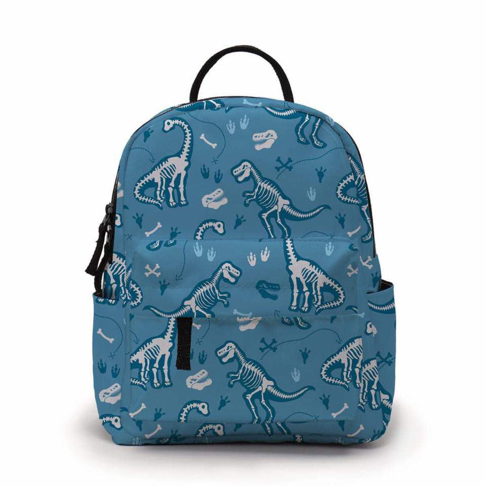 Dino Skeletons Blue - Water-Resistant Mini Backpack