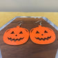 Wooden Dangle Earrings - Fall - Pumpkin Face