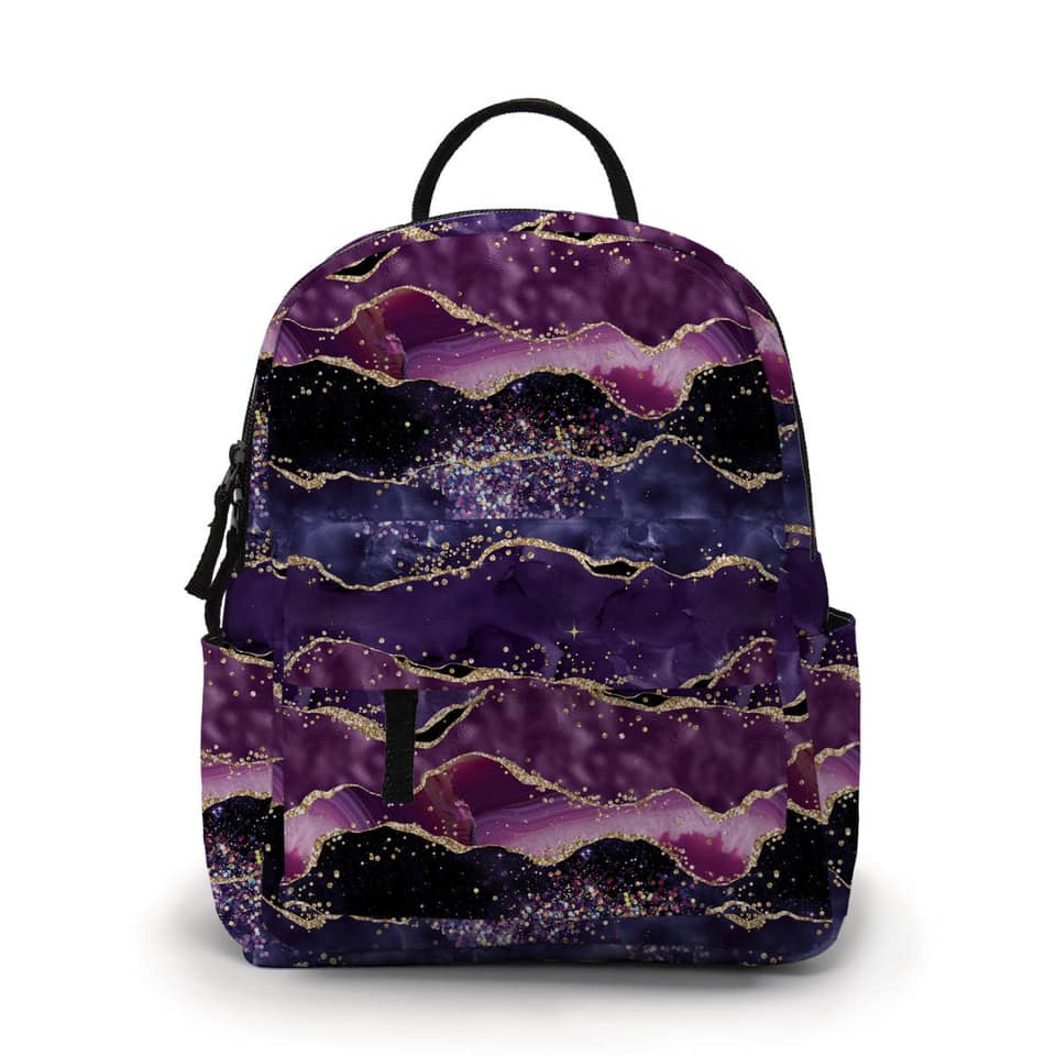 Purple Marbled Glitter - Water-Resistant Mini Backpack