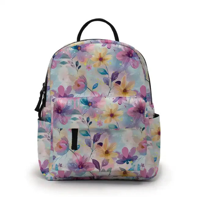 Pastel Pink Floral - Water-Resistant Mini Backpack