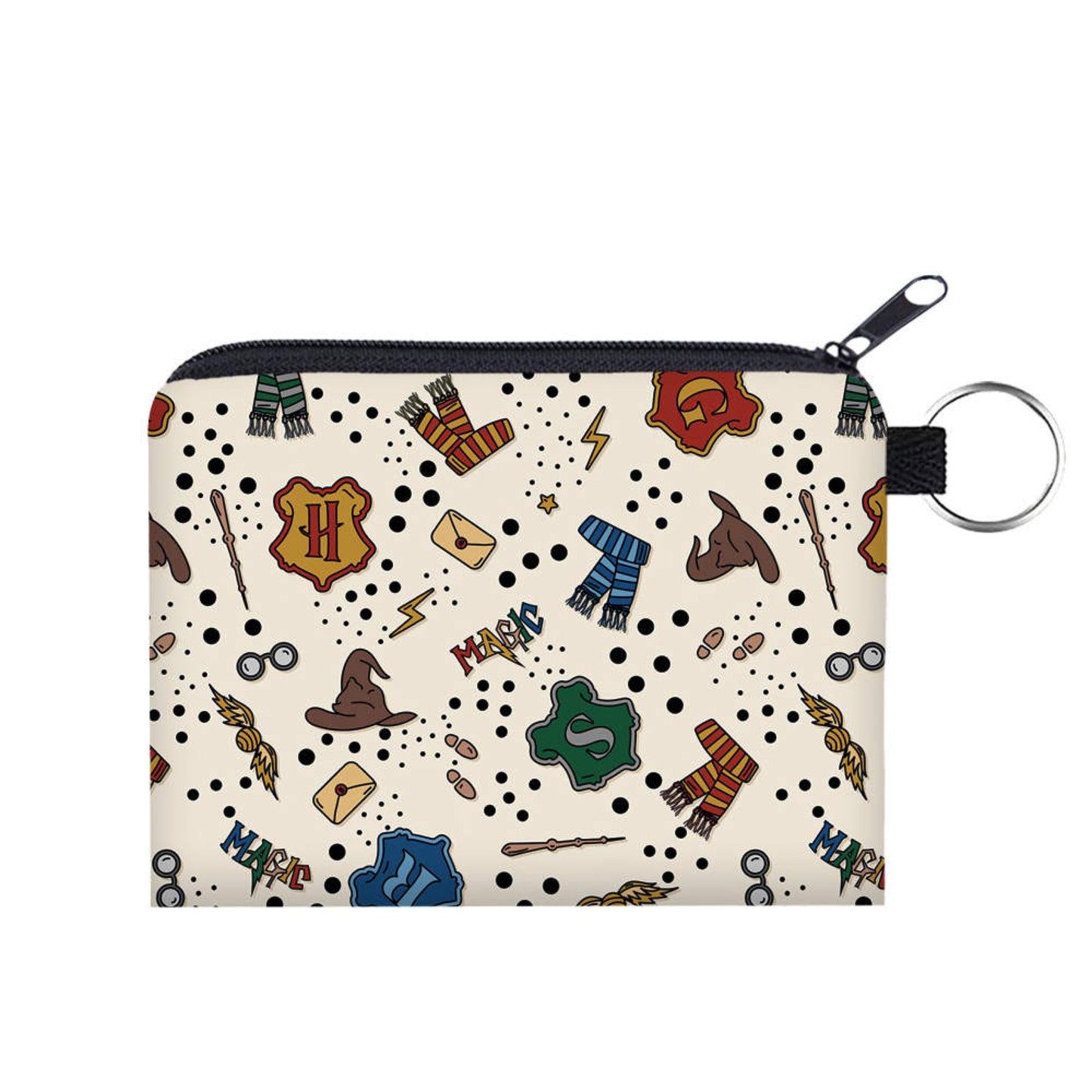 Magic Polkadot Beige - Water-Resistant Mini Pouch w/ Keyring