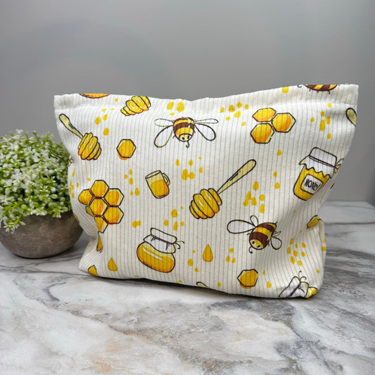 Corduroy Zip Pouch - Honey Bee