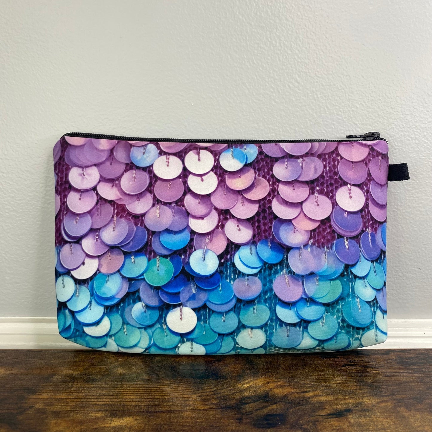 Purple Blue Ombre Sequin - Water-Resistant Multi-Use Pouch