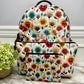 Floral Blooms Red Orange Blue - Water-Resistant Mini Backpack & Pouches Set