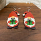 Wooden Dangle Earrings - Christmas - Gnome Present