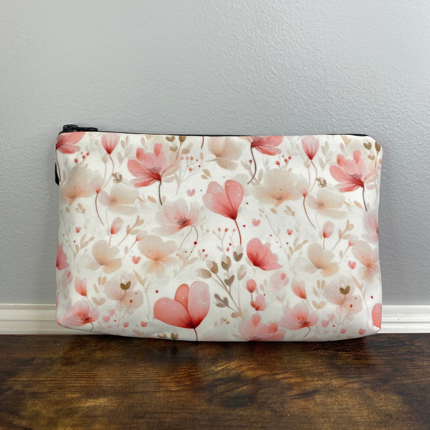 Floral Pale Pink + Cream - Water-Resistant Multi-Use Pouch