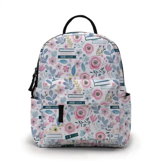 Pink Floral Books - Water-Resistant Mini Backpack