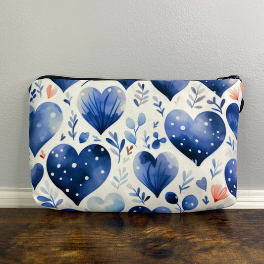 Hearts Blue - Water-Resistant Multi-Use Pouch