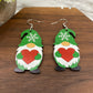 Wooden Dangle Earrings - Christmas - Gnome Heart