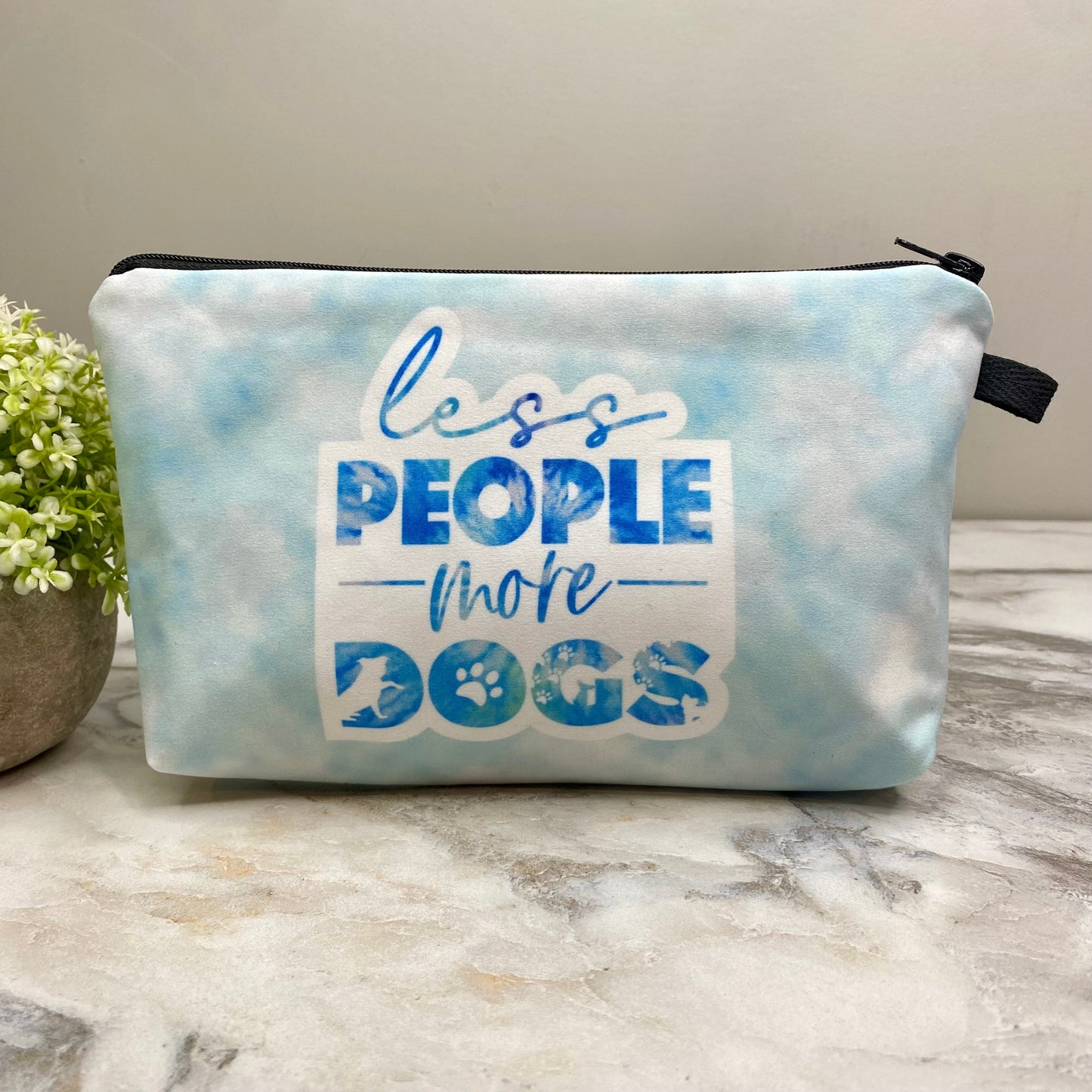 Less People More Dogs Blue - Water-Resistant Multi-Use Pouch