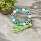 Silicone Bracelet Keychain - Turquoise Green Paw Print