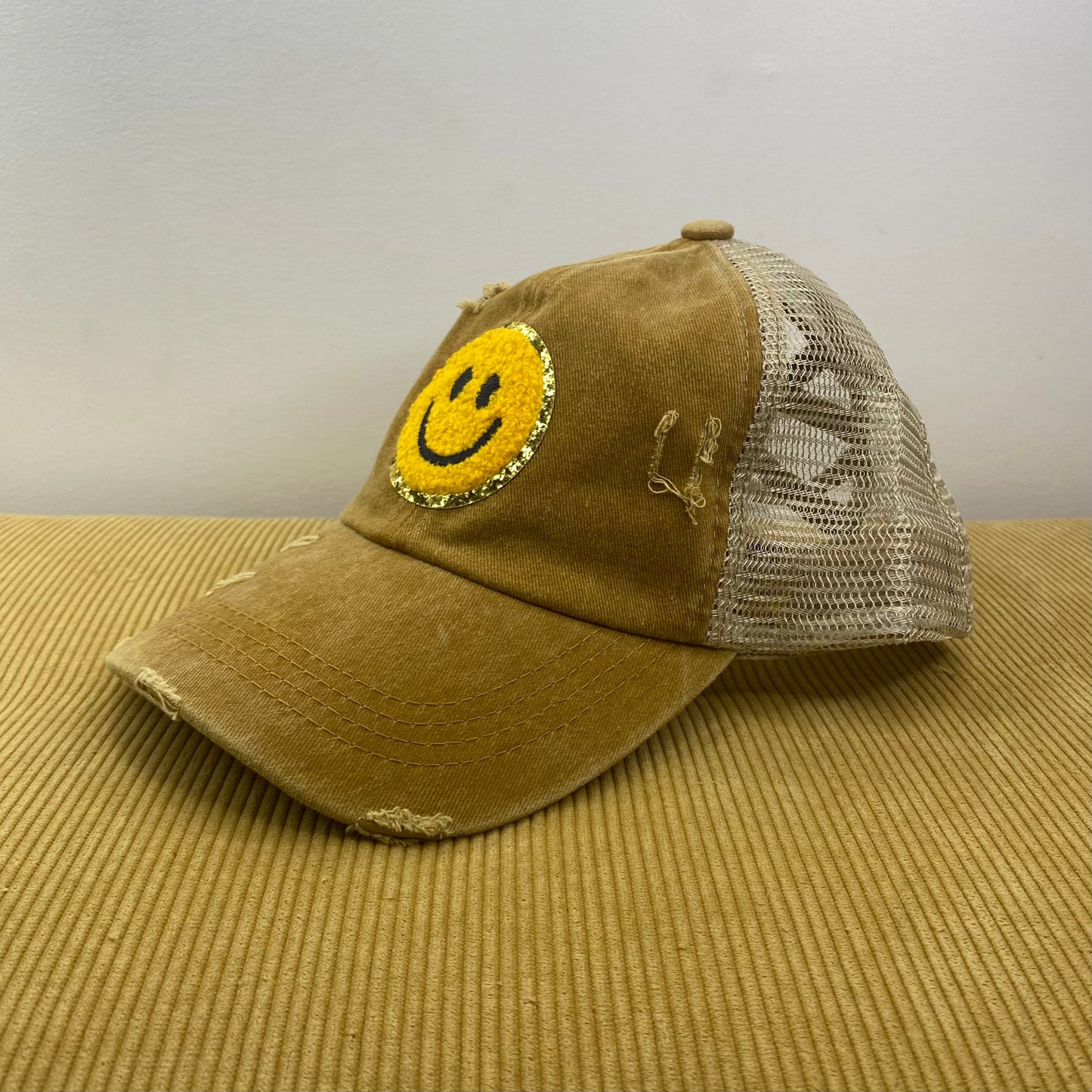 Hat - Smile, Distressed - Mustard