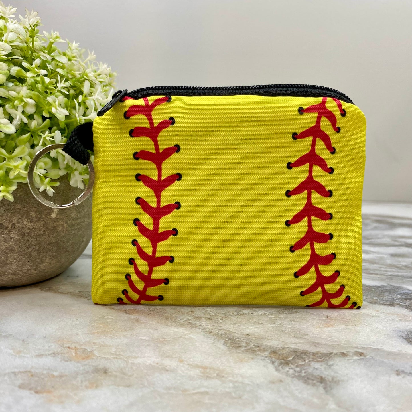 Softball - Water-Resistant Mini Pouch w/ Keyring