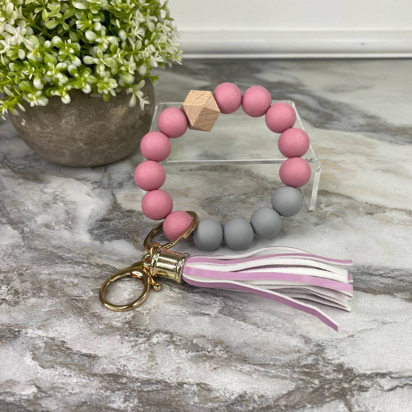 Silicone Bracelet Keychain - Dusty Rose