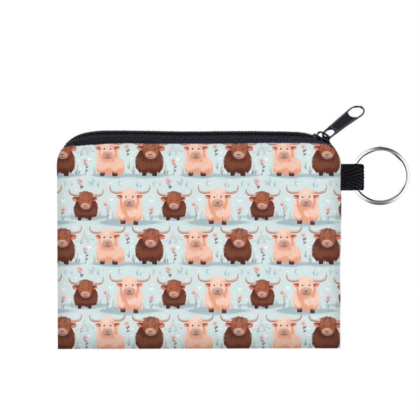 Highland Cows - Water-Resistant Mini Pouch w/ Keyring