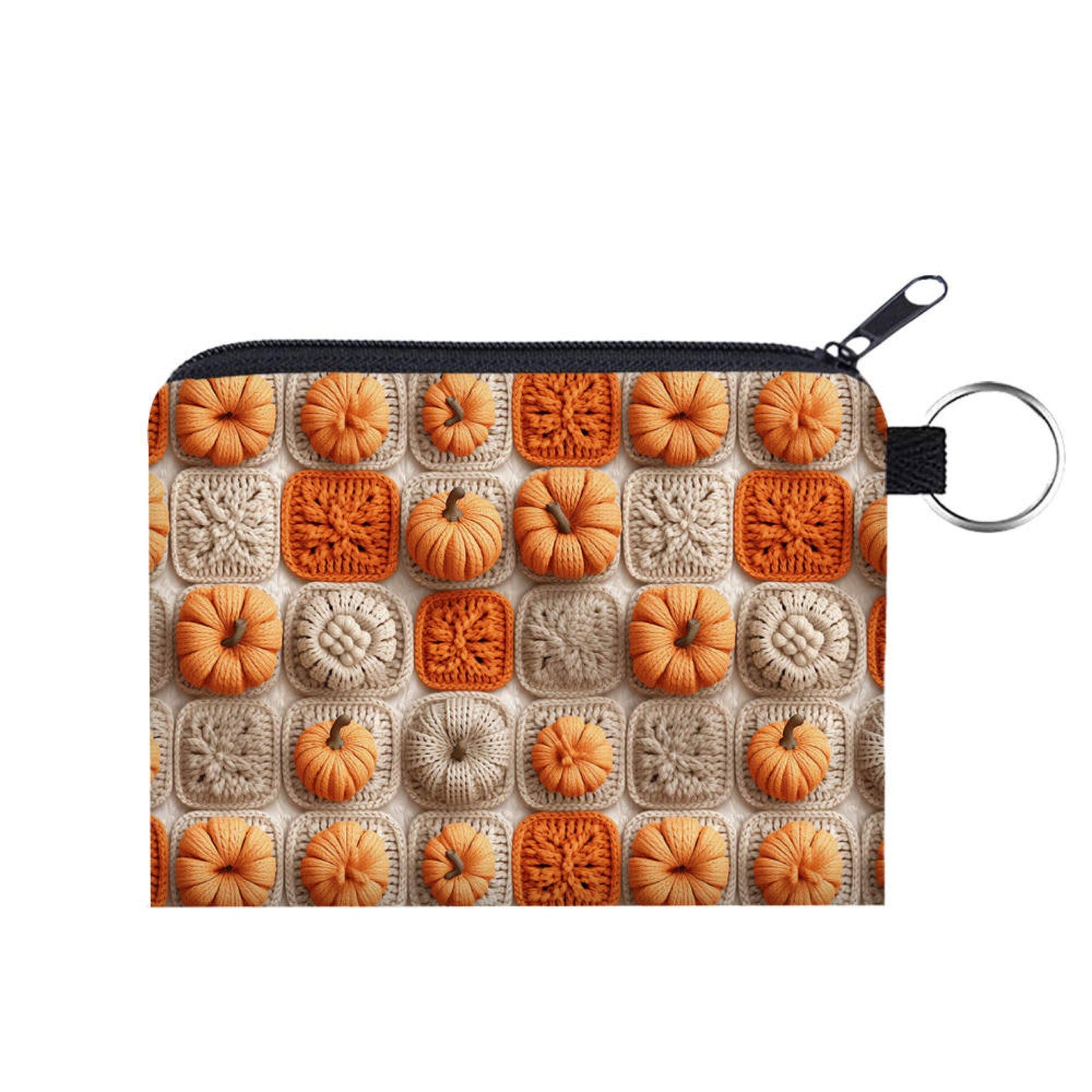 Knit Pumpkin - Water-Resistant Mini Pouch w/ Keyring