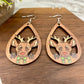 Wooden Dangle Earrings - Christmas - Cutout Reindeer #2